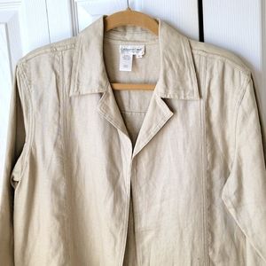 Flax colored Linen overshirt/jacket with front pockets